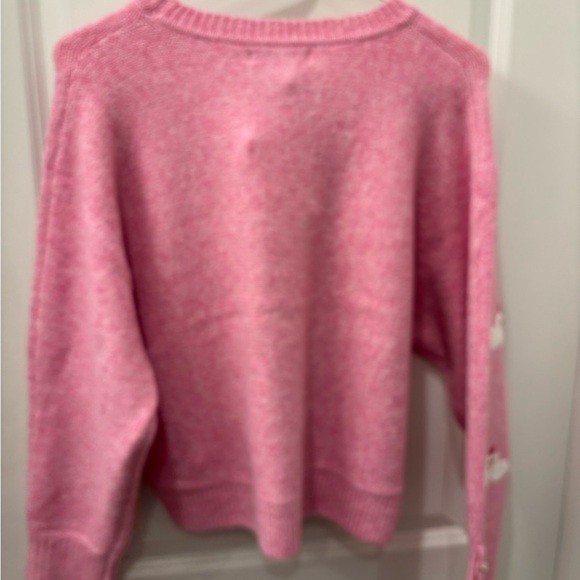 NWT Cupcakes & Cashmere Pink Swan Embroidered Sweater - S - Picture 2 of 8
